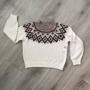 Girls 10-12 L Fair Isle Crew Neck Sweater